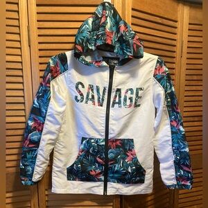 FIVE.BY.FIVE By Master Piece SAVAGE White & Floral Print Hooded Windbreaker